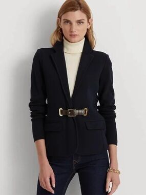 Ralph Lauren Black label- Navy Belted Blazer with Gold-Tone Buckle